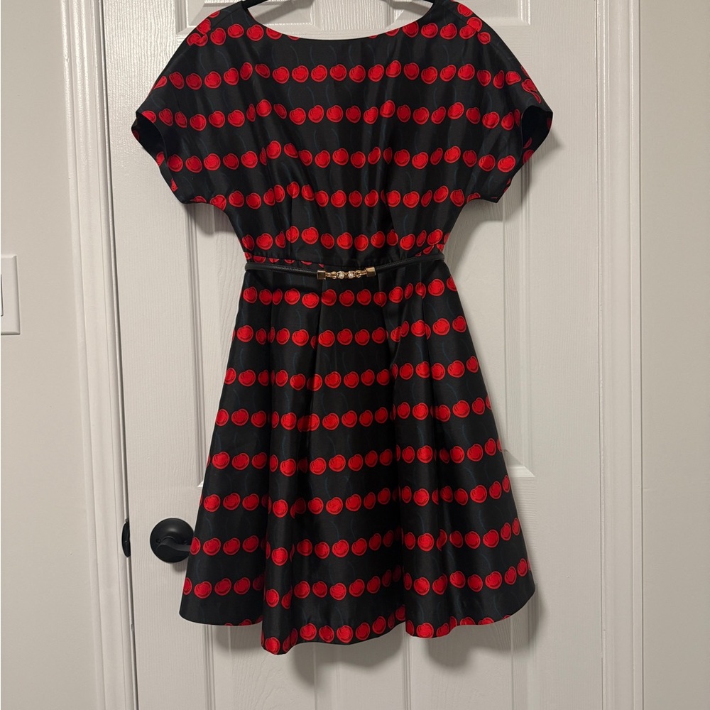 Dress for Valentine’s Day Chic Black and Red Cherry Dress